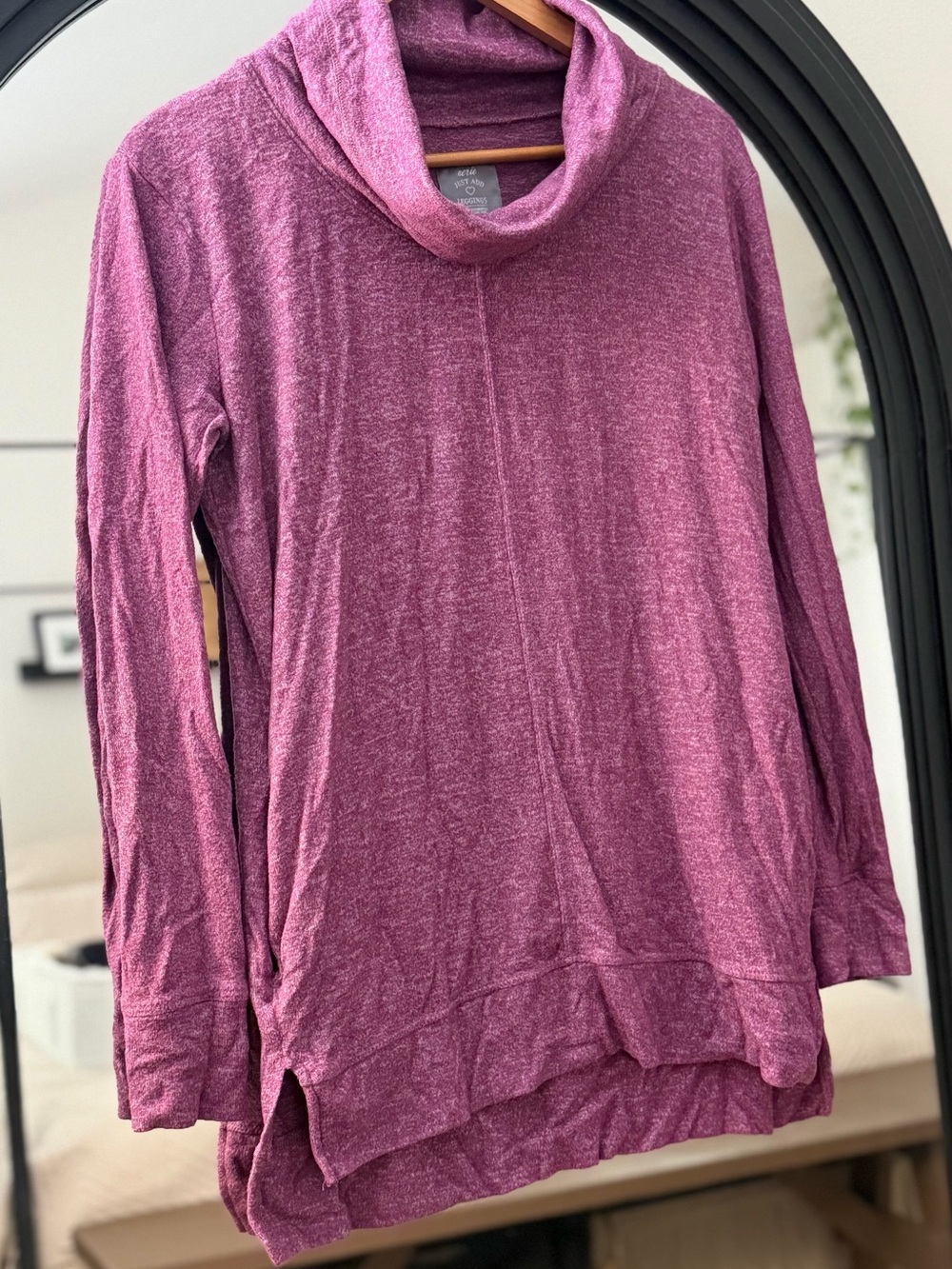 AERIE  Heathered Plum Cowl Neck Top